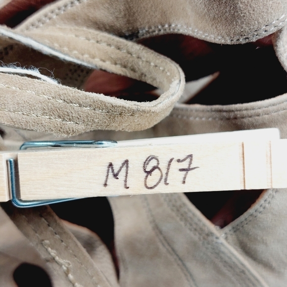 Alaia Beige Cut Out Suede Lace Up Peep Toe Heeled Ankle Booties M817 - Picture 15 of 15